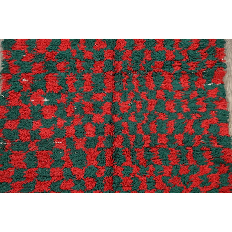 Tribal Moroccan Oriental Wool Runner Rug Hand-knotted Carpet - 3'7" x 8'1"