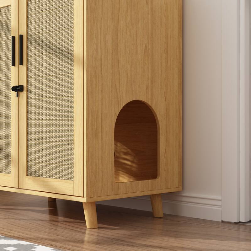 Cat Litter Box Enclosure 2-Door Storage Cabinet Bathroom Cabinet