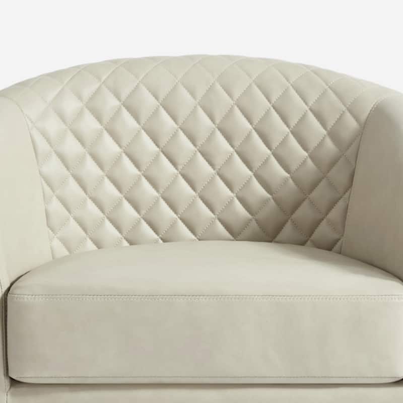Faux Leather Nailheads Swivel Barrel Chair Set of 2
