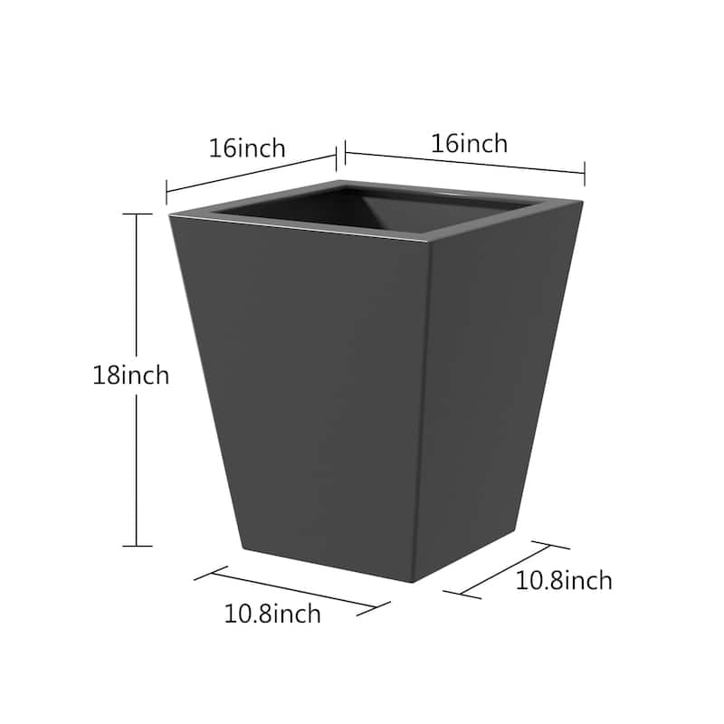 18" H Tall Metal Tapered - Large Outdoor & Indoor Garden Plant Pot with Drainage Hole and Rubber Plug, Stylish Burnished