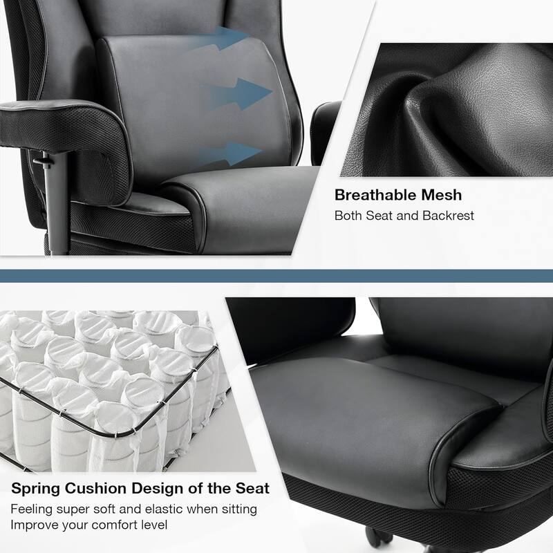 High Back Office Chair,with Adjustable Padded Armrest and Massage Lumbar Support, Adjustable Height Chair