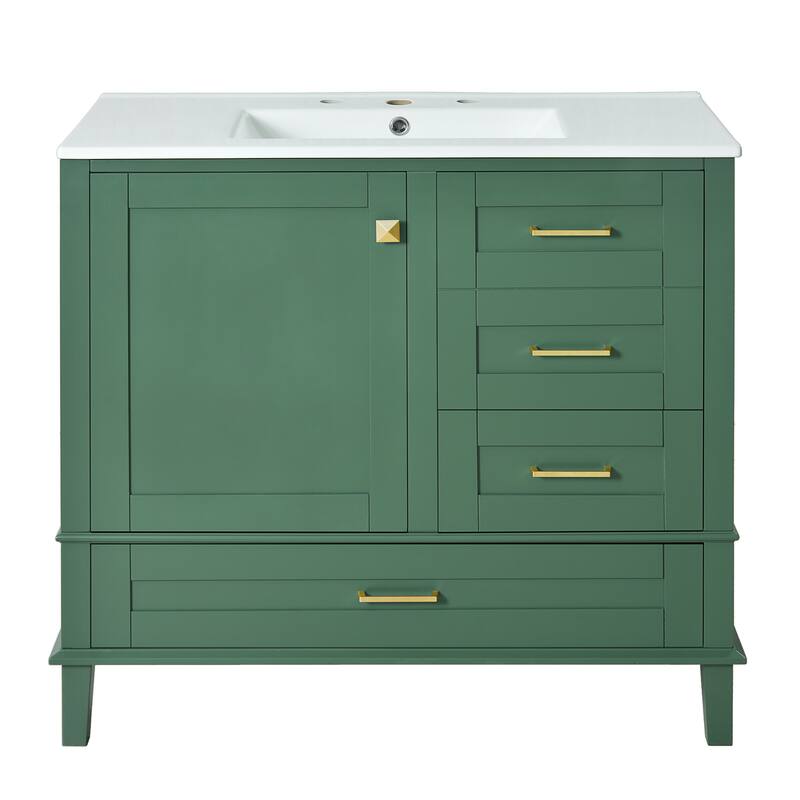 Bathroom Vanity with Sink, Bathroom Cabinet with Solid Wood Frame, Storage Cabinet with Soft Closing Door and 3 Drawers