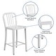 preview thumbnail 110 of 116, 2 Pack 24'' High Metal Indoor-Outdoor Counter Height Stool w/ Vertical Slat Back