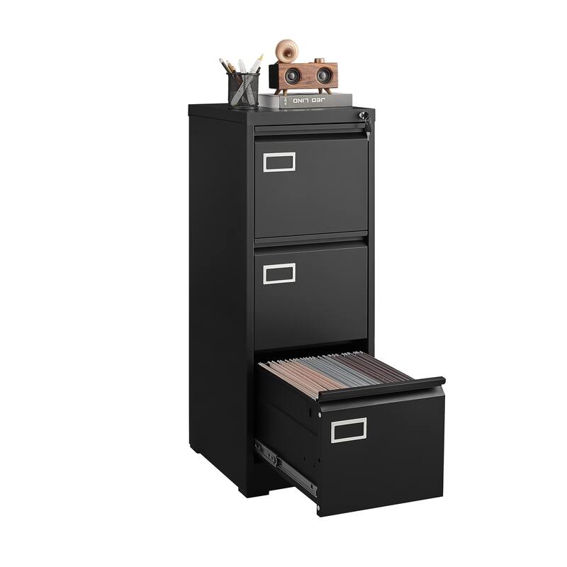 3 Drawer File Cabinet with Lock,Two Drawer Filing Cabinet,Vertical Metal File Cabinet for Home Office Organizer Storage Cabinet