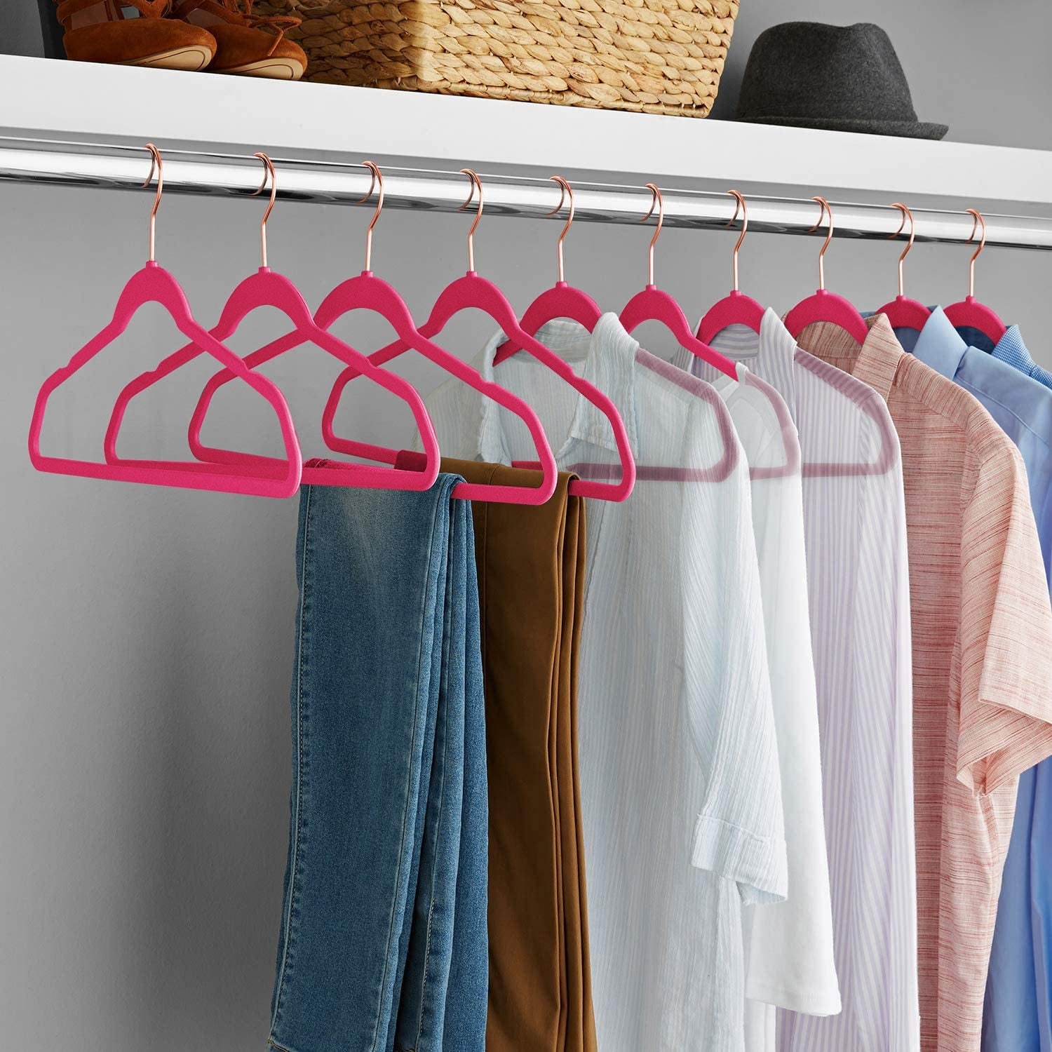 Songmics Rubber-coated Plastic Hangers, 50 Pack Non-slip Coat Hangers,  Space-saving Slim Clothes Hangers : Target