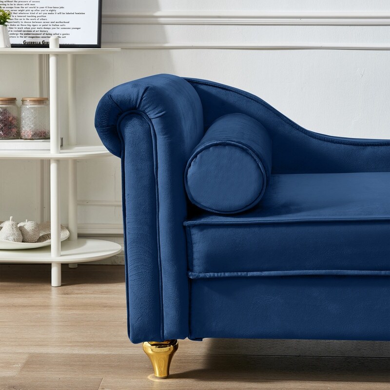 Chaise Lounge Indoor Velvet Lounge Chair for Bedroom with Storage