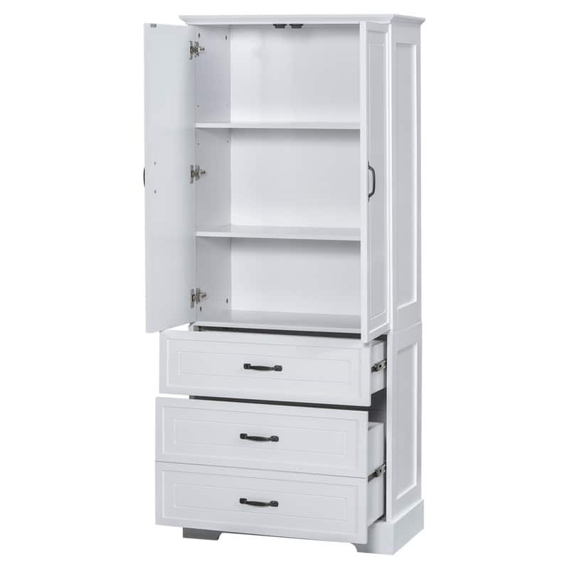 Tall Bathroom Storage Cabinet with 2 Doors and 2 Storage Drawers, Freestanding Bathroom Floor Cabinet with Adjustable Shelf
