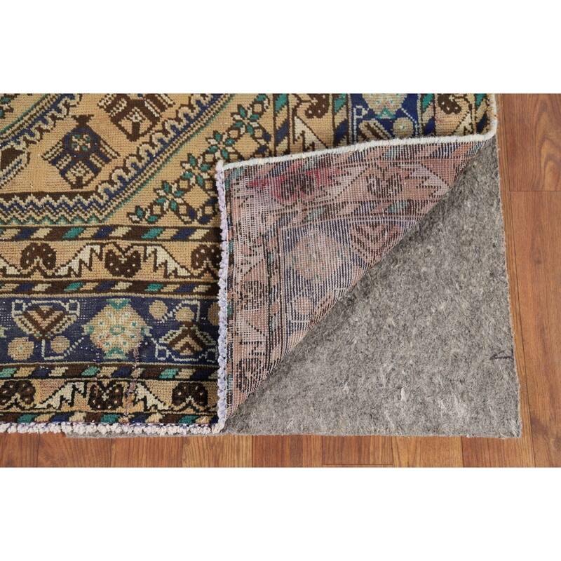 Geometric Bakhtiari Vintage Persian Area Rug Hand-Knotted Wool Carpet - 6'9" x 9'11"