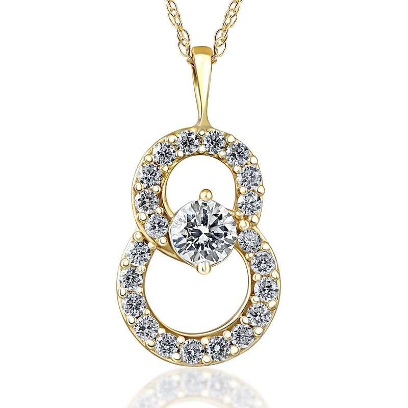 1/2Ct T.W. Circled By Love Diamond Pendant Yellow Gold Women's Necklace