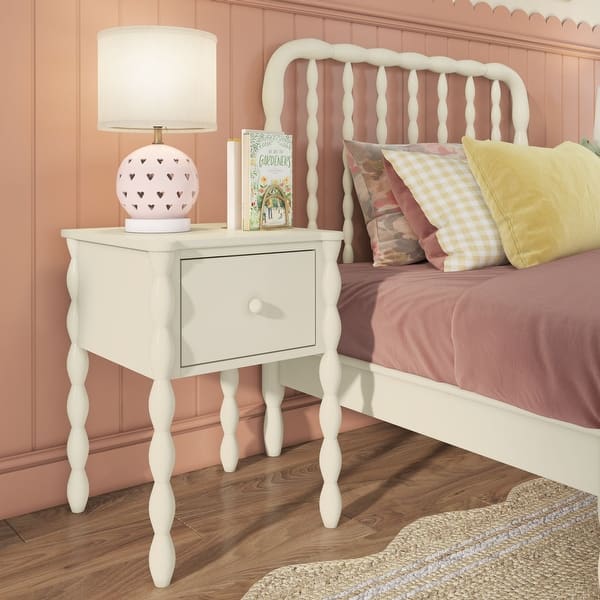 slide 2 of 17, Max and Lily Jenny Lind 1 Drawer Nightstand Linen White
