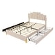 preview thumbnail 4 of 39, Queen Velvet Platform Bed with RGB Lights & 4 Drawers - Modern Design