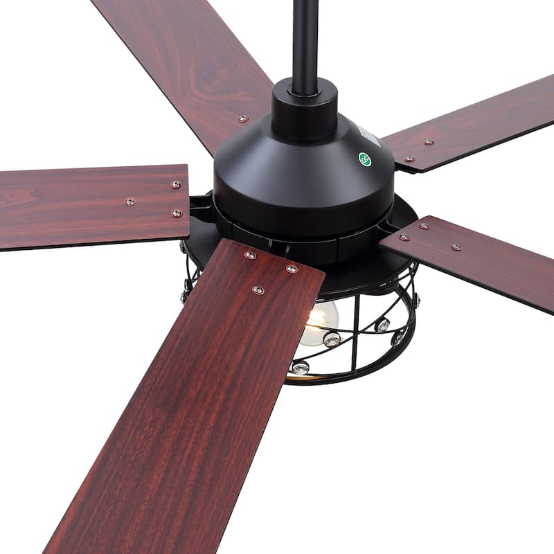 52-inch Reversible 5-Blade Caged Ceiling Fan with Remote and Light Kit