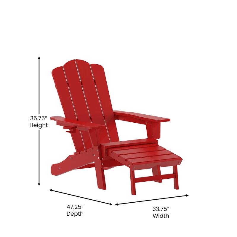 Flash Furniture FFOF81757 Jean 34" Wide Polyethylene Adirondack Chair