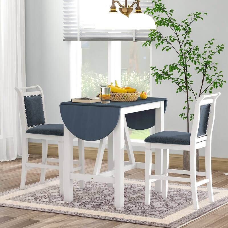 Wood Counter Height Drop Leaf Dining Table Set (Set of 3)
