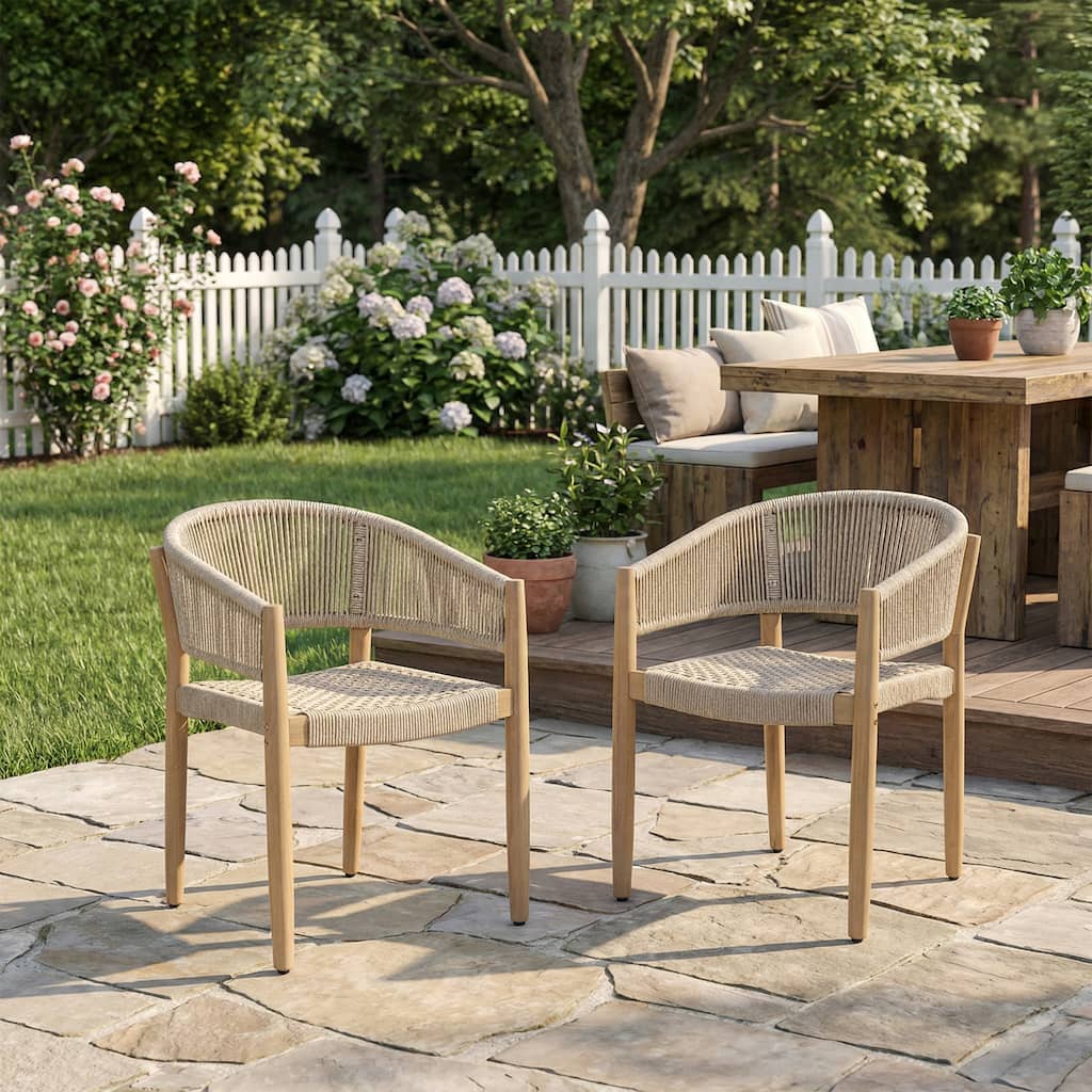 Christopher Knight Home - Verona Boho Solid Acacia Wood Rope Dining Chair Set