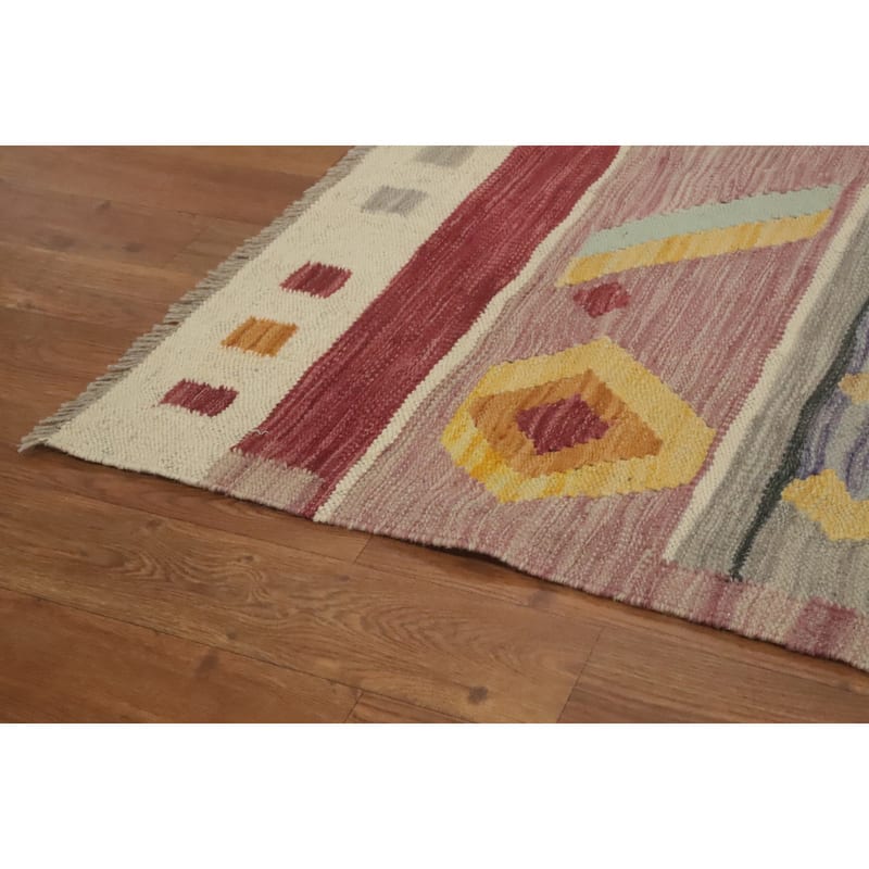 Hand Woven Southwestern Wool Grey Geometric Area Rug - 8' 4'' X 5' 1''
