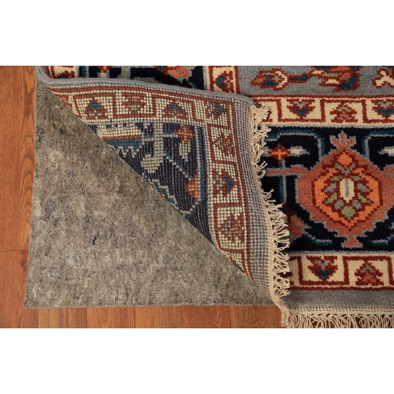 Gray Blue Geometric Kazak Indian Area Rug Handmade Wool Carpet - 7'10"x 9'11"