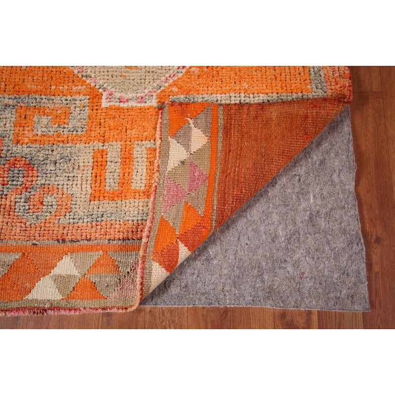 Transitional Oushak Oriental Vintage Runner Rug Handmade Wool Carpet - 3'2"x 11'9"