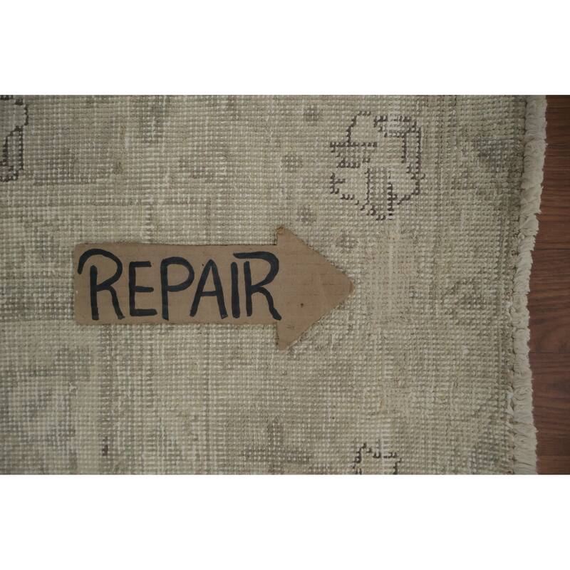 Hand Knotted Oriental 100% Wool Carpet Traditional Medallion Beige & Ivories Tabriz Area Rug - 9' 4'' X 6' 9''