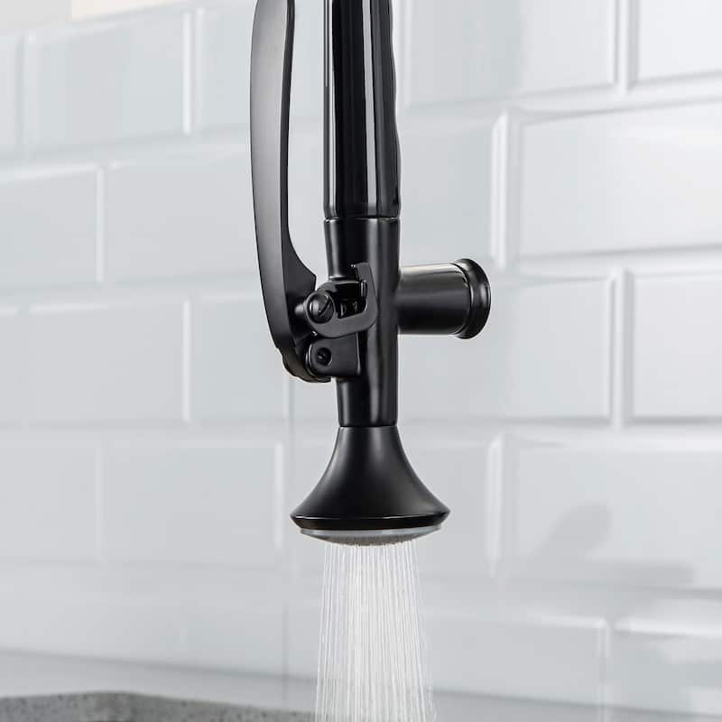 Heavy Duty Commercial Style Kitchen Sink Faucet, Single Handle Pre-Rinse Spring Sprayer Kitchen Faucets