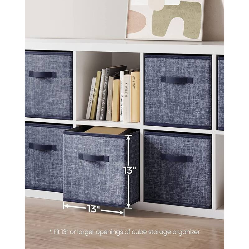 6 Fabric Foldable Storage Cubes with Handles Stylish Print Ideal for Bedroom and Living Room