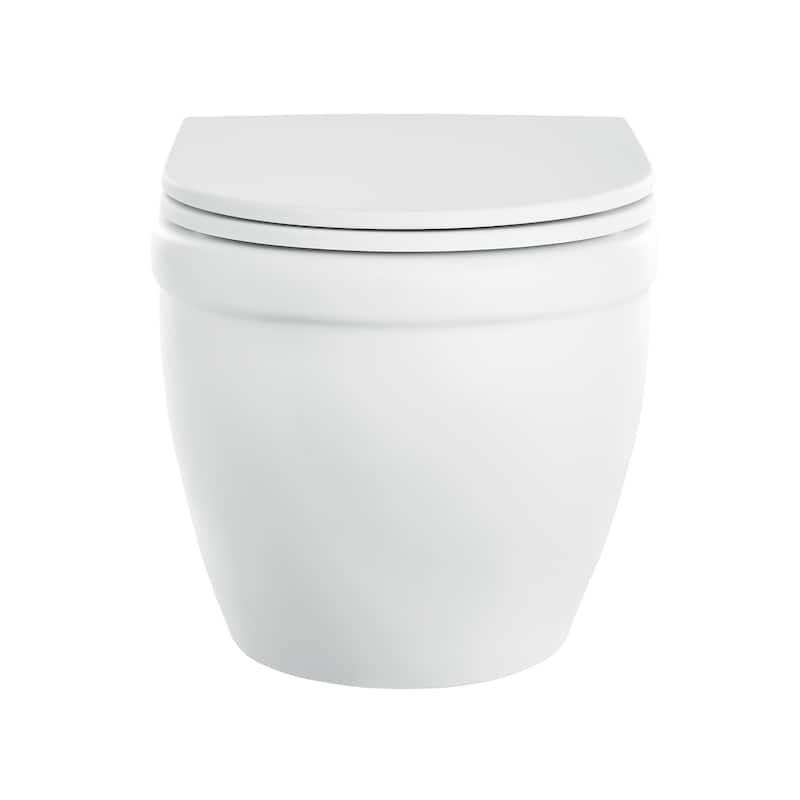 Dieppe Wall-Hung Elongated Toilet Bowl In Matte White - 20.65" x 14.75" 13.6" - 20.65" x 14.75" 13.6" - White