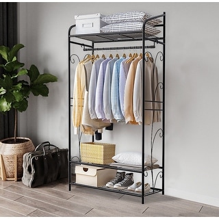 Garment Stand 3 Tiers Clothes Rack Wire Shelving Freestanding Closet ...