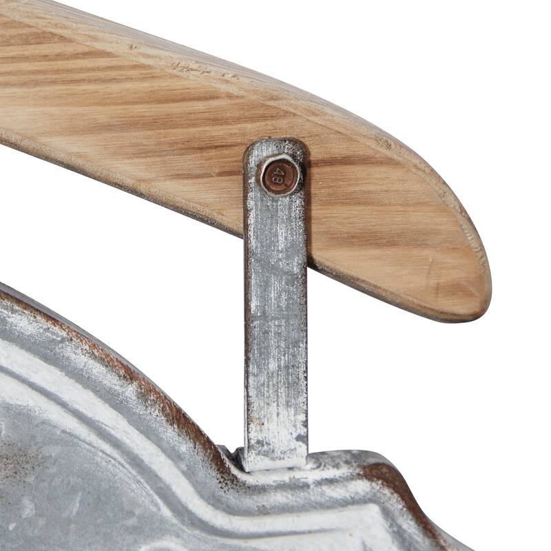 Gray Metal Laundry Room Sign Home Wall Decor with Brown Wood Hanger