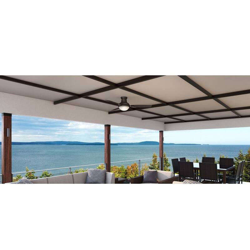 Casablanca 44" Verse Outdoor Ceiling Fan with LED Light Kit and Handheld Remote - Contemporary Retro - DAMP RATED! - Maiden Bronze