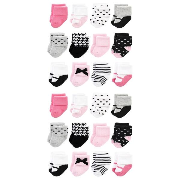 slide 1 of 1, Little Treasure Baby Cotton Rich Terry Socks 24-Pack, Little Lady 0-6 Months - Little Lady