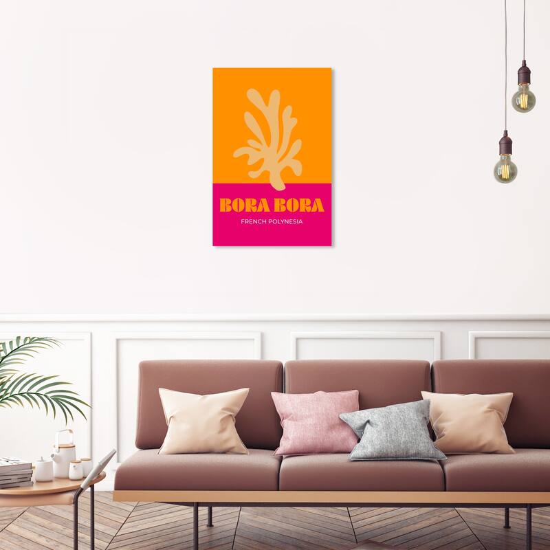 Wynwood Studio Canvas Typography and Quotes Travel to Bora Bora Orange Nautical & Coastal Wall Art Canvas Print