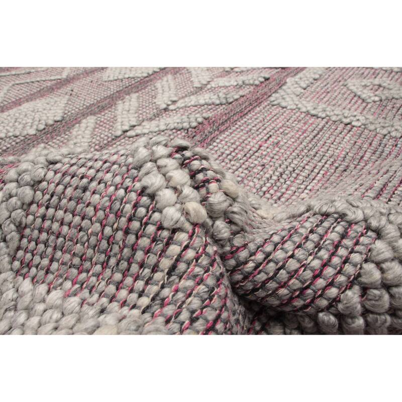 ECARPETGALLERY Braid weave Sienna Pink Wool Rug - 6'1 x 9'0
