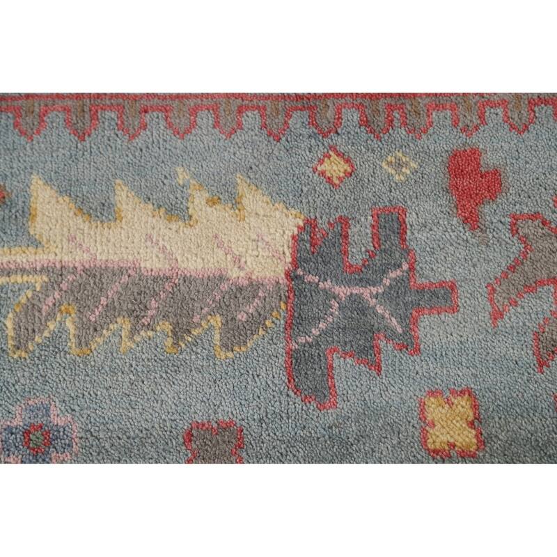 All-Over Floral Oushak Oriental Area Rug Hand-Knotted Wool Carpet - 9'1" x 12'0"