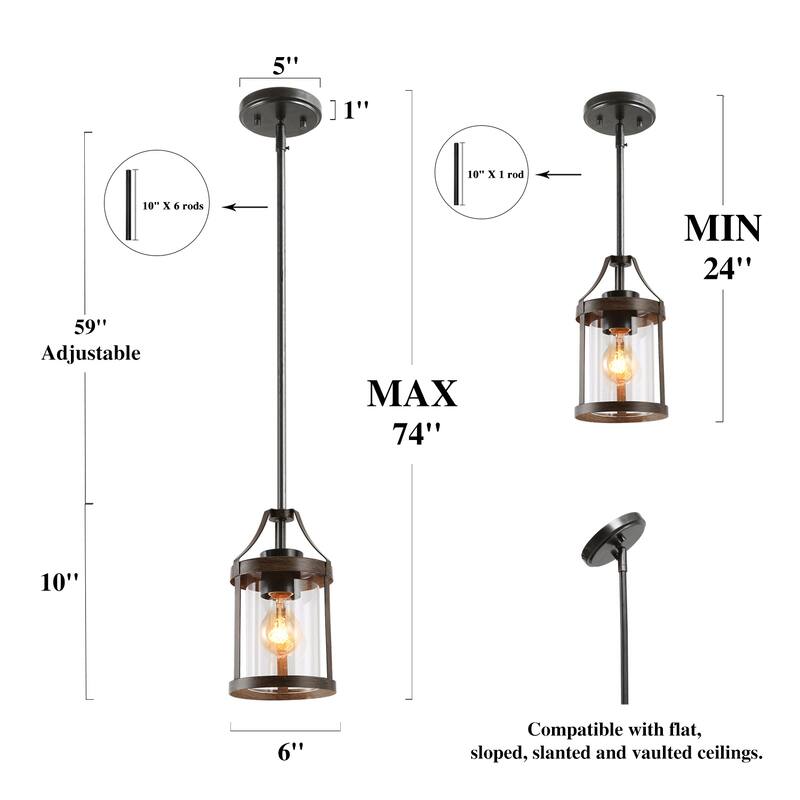 Modern Farmhouse 1-Light Cylinder Pendant Lights Mini Glass Lantern for Kitchen Island