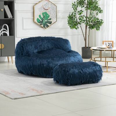 Navy Modern 41.3" Accent Chair with Ottoman