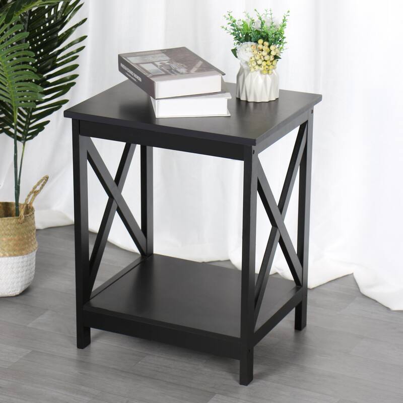 Proman Products Univo End Table, Matt Black Finish, 19" W x 15.75" D x 23.75" H
