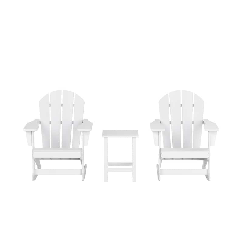 Polytrends Laguna Hdpe All Weather Outdoor Patio Rocking Chairs With Side Table (3-Piece Set)