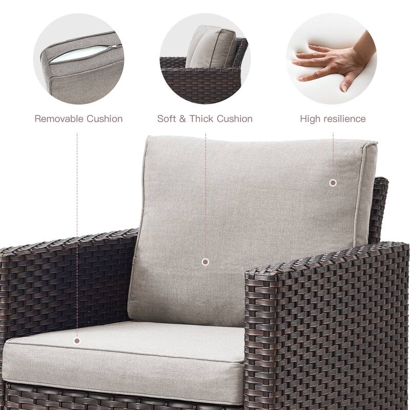 Outdoor Sofa Patio Chairs Ottomans with Fire Table