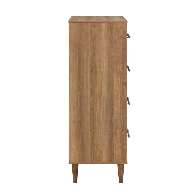 Quinset Mid-Century Modern Oak 4-Drawer Wood Vertical Dresser by Furniture of America