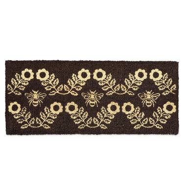Bee and Flower Coir Door Mat - Everyday Multicolor Doormat, 1" H x 40" L x 17" W, Easy to Clean by Shaking or Brushing