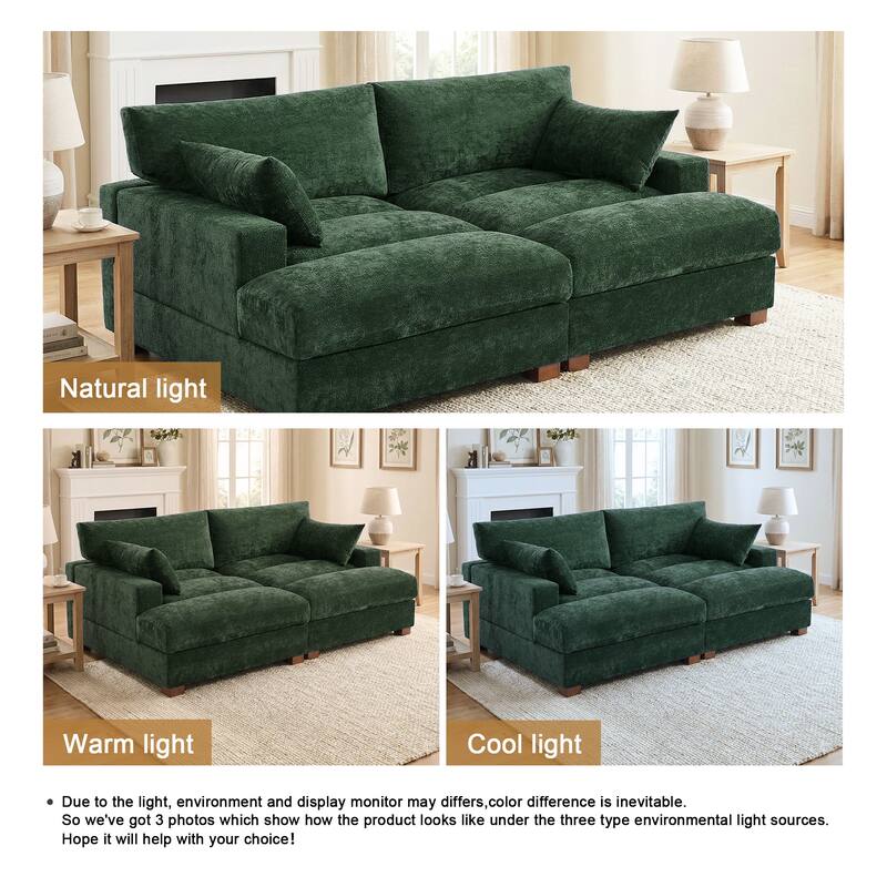 82.5"W Chenille Upholstered Sectional Modular Sofa With Chaise