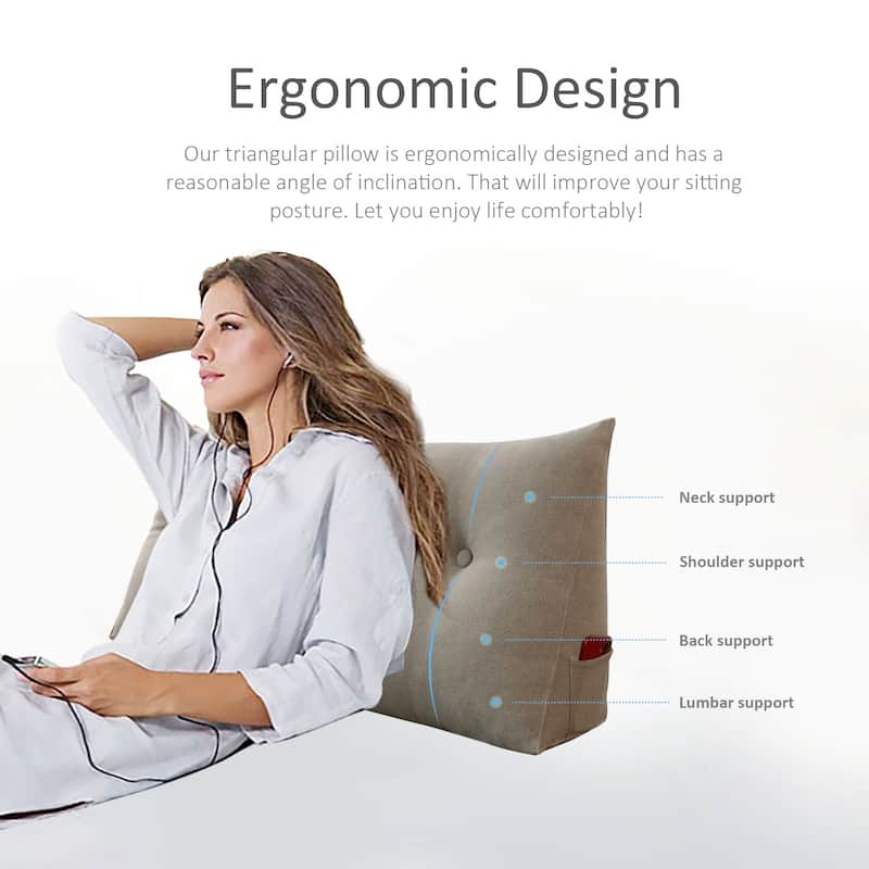 WOWMAX Large Bed Wedge Pillow Headboard Back Support Reading Cushion