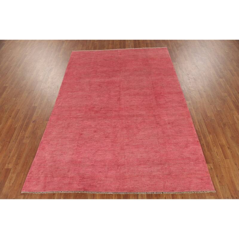 Modern Pink Gabbeh Oriental Area Rug Handmade Wool Carpet - 6'4" x 9'3"