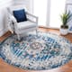 SAFAVIEH Madison Andra Boho Oriental Distressed Rug - 6'7" x 6'7" Round - Dark Blue/Light Blue