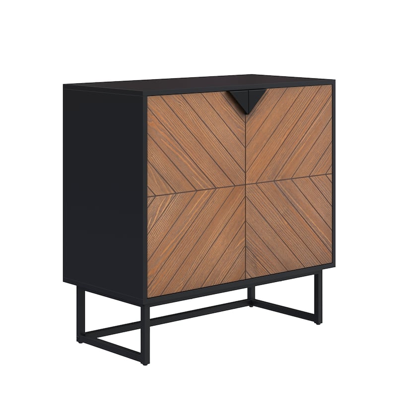 Nathan James Enloe Rustic Doors Metal Base Free Standing Modern Storage Cabinet for Entryway