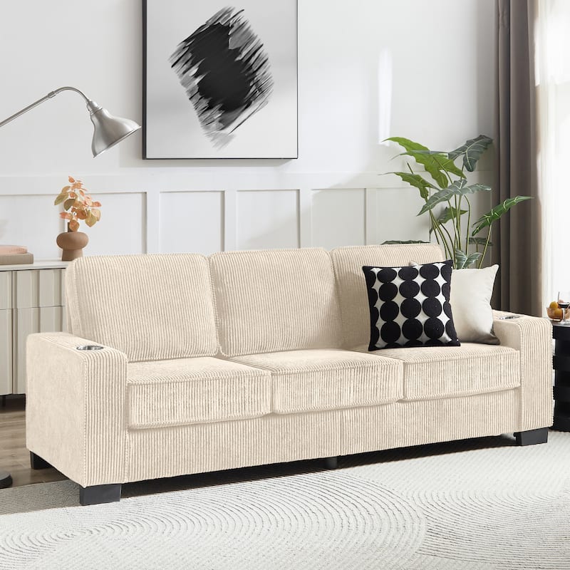 Modular Sectional Sofa, 102 Inch L Shaped Couch Set, 3-Seater Comfy Cloud Couches with Movable Ottoman, DIY Combination
