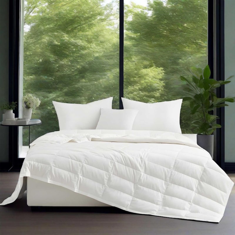 Lightweight Cooling Lyocell White Down Comforter, Tencel Oversized Blanket for Summer