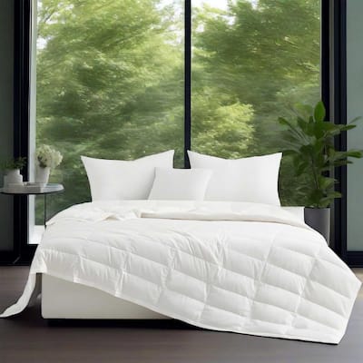 Lightweight Cooling Lyocell White Down Comforter, Tencel Oversized Blanket for Summer
