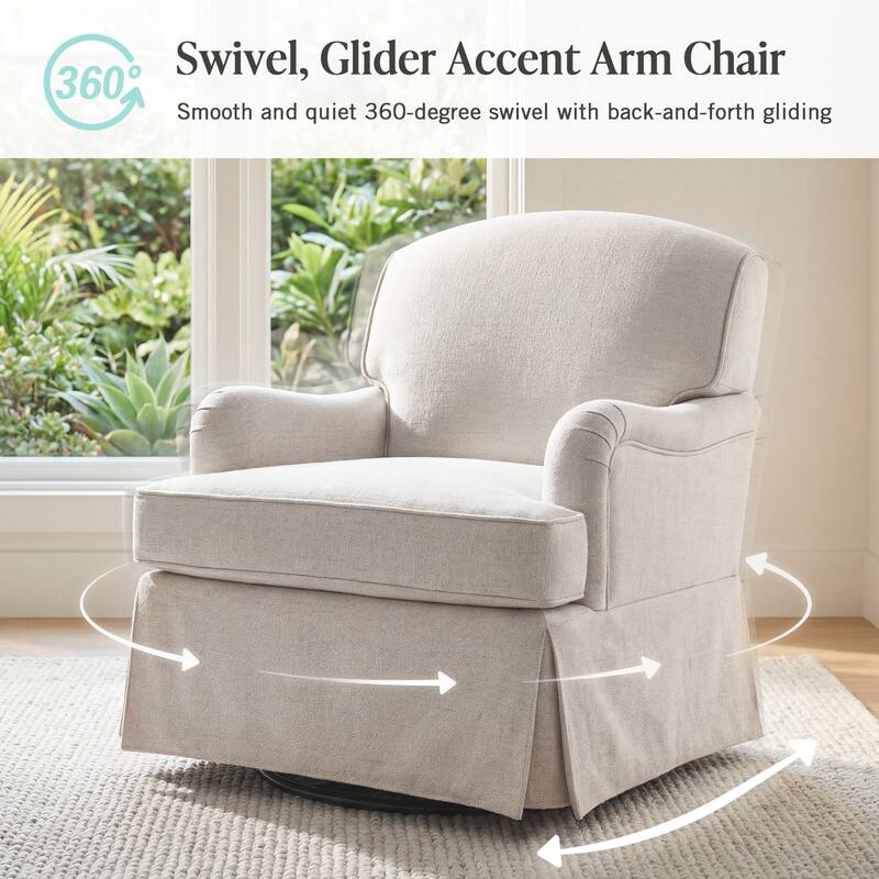 Martha Stewart Melody Swivel Glider Skirted ArmChair