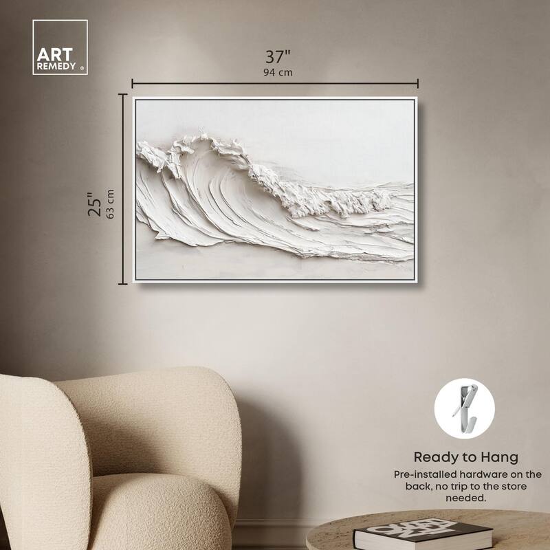 Wave on White Canvas by Art Remedy